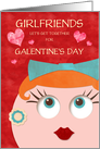 Galentine’s Day Party Invitation Retro Lady Red Lipstick card