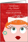 Wedding Thank you for Maid of Honor Custom Text Retro Bride card