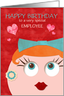 Birthday for Employee Fun and Funky Retro Lady Custom Text card