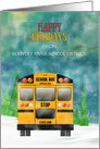 School Custom District Happy Holidays Yellow School Bus in Snow card