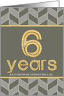 Employee 6th Anniversary Faux Gold on Grey Taupe Geometric Pattern card