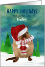 From Pet Gerbil Happy Holidays in Santa Hat Scarf and Mittens Custom card