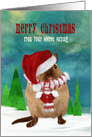 Secret Santa Merry Christmas Gerbil in Santa Hat Scarf Mittens Custom card