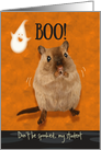 Student Ghostly Boo Spooked Gerbil Halloween Custom card