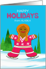 Alaska Custom State Christmas Gingerbread Ice Skating Girl in Winter card