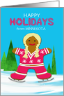 Minnesota Custom State Christmas Gingerbread Ice Skating Girl Winter card