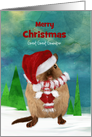 Great Great Grandson Merry Christmas Cute Gerbil in Snowscape card