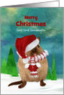 Great Great Granddaughter Merry Christmas Cute Gerbil in Snowscape card