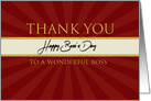 Thank you on Boss’s Day Royal Red and Cream with Faux Gold card