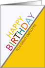 Business Employee Birthday Multicolor Letters White and Yellow card