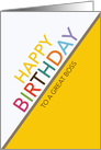 Business Boss Birthday Multicolor Letters White and Yellow card