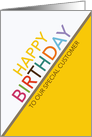 Business Customer Birthday Multicolor Letters White and Yellow card
