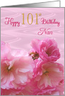 Nan 101st Birthday Pink Cherry Blossoms Feminine Floral card