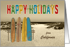 California Custom State Christmas Happy Holidays Vintage Surfboards card