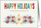 Happy Holidays Business Poinsettia Evergreen and Berries card