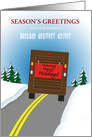 Package Delivery Driver Truck on Road in the Snow Custom Greetings card