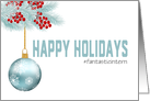 Happy Holidays Intern Custom Hashtag Blue Ornament card