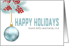 Happy Holidays Business Custom Name Ornament Evergreens card