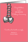 Six Month Wedding Anniversary Silver Effect Mr and Mrs Hearts Custom card