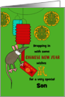 Son Chinese New Year of the Rat Fun Rat Swinging Lantern Red Envelope card
