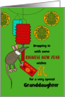 Granddaughter Chinese New Year of the Rat Swinging with Red Envelope card