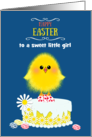 For Girl Easter Yellow Chick Cake and Speckled Eggs Custom card