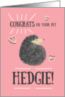 Congratulations New Pet Hedgie! Cute Whimsical Hedgehog on Pink card
