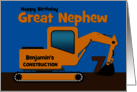 Great Nephew 7th Birthday Add Name Yellow Excavator card