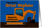 Great Nephew 6th Birthday Add Name Yellow Excavator card