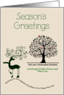 Landscaping Business Custom Christmas Season’s Greetings Deer Tree card