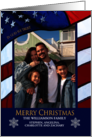 Merry Christmas Patriotic God U.S. Flag Christmas Portrait Photo card