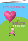 Granddaughter Happy Valentine’s Day Kid Stick Figure with Balloon card