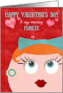 Fiancee Valentine’s Day Quirky Hipster Retro Gal Red Head card