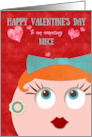 Niece Valentine’s Day Quirky Hipster Retro Gal Red Head card