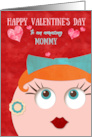 Mommy Valentine’s Day Quirky Hipster Retro Gal Red Head card