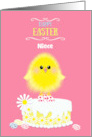 Niece Easter Yellow Chick Cake and Speckled Eggs Pink Custom card