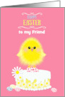 Friend Easter Yellow Chick on Cake Speckled Eggs Pink Custom card