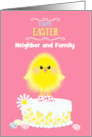 Neighbor and Family Easter Yellow Chick Cake Speckled Eggs Pink Custom card