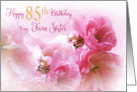 85th Twin Sister Birthday Pink Cherry Blossom Floral card