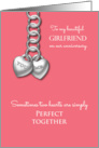 Girlfriend Dating Anniversary Silver Look Hearts Romantic Perfect Together card