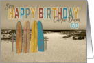 Son 60th Birthday Carpe Diem Vintage Longboards Surfing Theme card