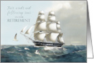 Retirement Military Service East Indiamen Ship in Full Sail Fair Winds card