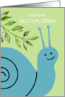 Grandma Custom Get Well Take it Slow Escargot Blue Snail Green Leaves card