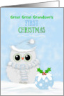 Great Great Grandson First Christmas Snowy Owl Festive Pudding Custom card