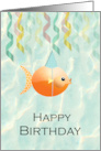 Birthday Cute Goldfish and Streamers for Anyone card