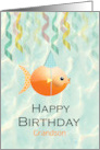 Grandson Birthday Cute Goldfish and Streamers Customize card