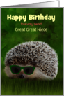Great Great Niece Birthday Hedgehog in Sunglasses Customize card