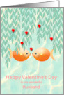 My Husband Valentine’s Day Red Hearts Cute Goldfish in Pond Custom card