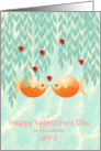 My Wife Valentine’s Day Red Hearts Cute Goldfish in Pond Custom card