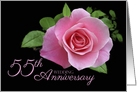 55th Emerald Wedding Anniversary Romantic Pink Rose card